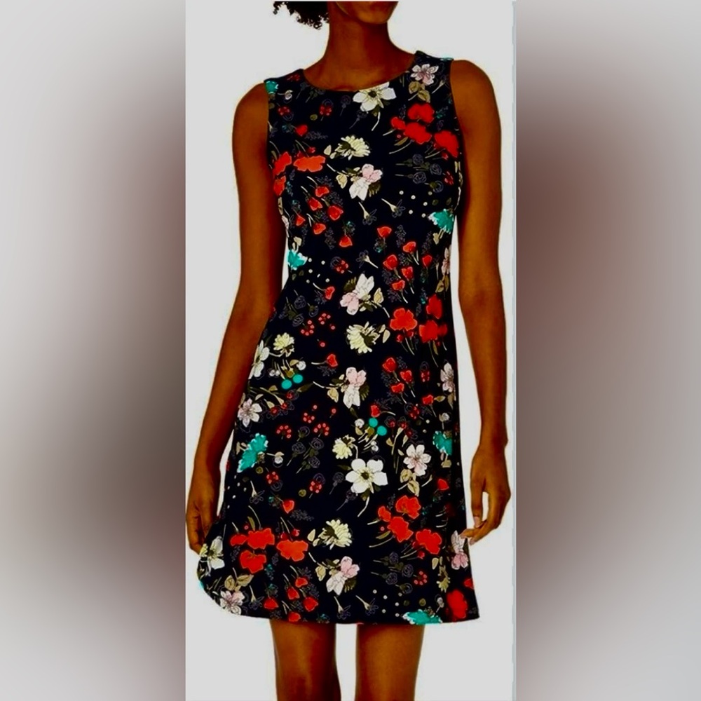 Tommy Hilfliger Navy Floral Knit Sleeveless Above Knee Length Dress Size 2